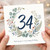 34th Birthday Card, Floral Wreath Happy Birthday Card