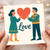 Love Heart Couple Greeting Card - Romantic Anniversary or Valentine’s Day Card for Partner, Boyfriend, Girlfriend, Husband or Wife - Cute Illustrated Couple Holding Heart