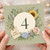 4th Birthday Card, Happy Birthday Floral Wreath Card