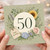 50th Birthday Card Floral Wreath Happy Birthday