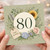 80th Birthday Card, Floral Wreath Happy Birthday Card