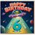 6th Birthday Card, Space Alien UFO Birthday Card