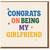 Congrats On Being My Girlfriend Card - Funny Congratulations Romance Card for Girlfriend, Anniversary or Valentine’s Day - Colourful Typography Humour Greeting with Stars