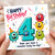 4th Birthday Card, Monster Birthday Card for Age 4