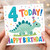 4th Birthday Card, 4 Today Dinosaur Happy Birthday Card