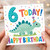 6th Birthday Card for Child, Cute Dinosaur Party Design