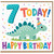 7th Birthday Card, Dinosaur 7 Today Happy Birthday Card