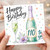 110th Birthday Card, Happy Birthday to You Champagne Bottle and Floral Design