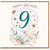 9th Birthday Card, Happy Birthday Card with Flowers, Ladybird and Bee