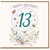 13th Birthday Card, Happy Birthday 13 Card with Floral Ladybird and Bee Design