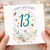 13th Birthday Card, Happy Birthday 13 Card with Floral Ladybird and Bee Design