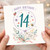 14th Birthday Card, Happy Birthday Card with Floral and Ladybird Design