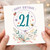 21st Birthday Card, Happy Birthday Card with Floral Bee and Ladybird Design