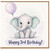 3rd Birthday Card, Cute Elephant Balloon Birthday Card