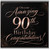 90th Birthday Card, Elegant Black and Rose Gold Style Congratulations Card