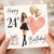 24th Birthday Card for Her, Stylish Birthday Card with Girl, Balloons and Gift