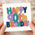 90th Birthday Card, Colourful Retro Happy 90th Birthday Greeting Card