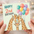 2nd Birthday Card for Child, Cute Giraffe Family with Balloons