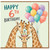 6th Birthday Card Cute Giraffe and Balloons