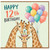 12th Birthday Card, Cute Giraffe Family with Balloons