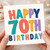 70th Birthday Card, Happy 70th Birthday Multicolour Block Letter Design