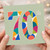 70th Birthday Card, Colourful Geometric Retro Number 70 Card