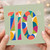 70th Birthday Card, Colourful Retro Geometric Design