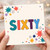 60th Birthday Card, Colourful Retro Stars Sixy Card