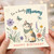 Mummy Birthday Card, Cute Cat and Floral Happy Birthday Card