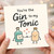 You're the Gin to My Tonic Card - Cute Funny Love Anniversary Card for Boyfriend, Girlfriend, Husband or Wife - Punny Romantic Cocktail Illustration