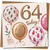 64th Birthday Card, Balloons Design, 145mm x 145mm Square, Includes Kraft Envelope