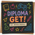 Diploma Get! Big Brain Energy Graduation Card - Fun Gamer Doodles - Congratulations Card for Graduate - 145mm x 145mm, Includes Kraft Envelope