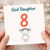 8th Birthday Card for God Daughter, Cute Girl Illustration