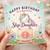 7th Birthday Card for Step Daughter, Unicorn Cake Birthday Card