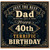 40th Birthday Card for Dad, Just The Best Dad Happy 40th Birthday Card