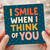 I Smile When I Think of You Card - Cute Thinking of You or Anniversary Card for Loved One - Colourful Typographic Design - Blank Inside