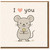 Cute Mouse I Love You Card - Romantic Illustration, Mouse Holding Flower - Love/Anniversary, Valentine’s Day, Just Because - Blank Inside