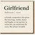 Girlfriend Definition Card - Funny Romantic Card for Her, Partner in Crime Message - Anniversary, Valentine’s Day or Just Because - Blank Inside