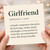 Girlfriend Definition Card - Funny Romantic Card for Her, Partner in Crime Message - Anniversary, Valentine’s Day or Just Because - Blank Inside
