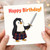 Scottish Penguin Birthday Card, Cute Happy Birthday Card with Tartan Kilt and Sword