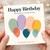 Birthday Card, Happy Birthday Balloon Card, Celebrate with Joy