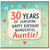 Auntie 30th Birthday Card, 30 Years of Sunshine Happy Birthday Wonderful Auntie