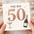 50th Birthday Card - The Big 50 with Champagne Bottle and Glass - Milestone Celebration Greeting Card for Him or Her - A5