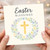 Easter Blessings Religious Easter Greetings Card - Cross with Floral Wreath - Christian Spring Card for Family and Friends