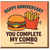 Funny Anniversary Card - You Complete My Combo - Burger and Fries Pun - Cute Fast Food Love Greeting Card for Partner, Husband, Wife, Boyfriend or Girlfriend