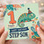 1st Birthday Card for Step Son, Happy Birthday Dinosaur Card