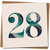 28th Birthday Card - Marble Number Design - 145mm x 145mm Square - Kraft, Includes Kraft Envelope