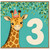 na 3rd Birthday Card, Cute Giraffe Party Card