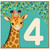 na 4th Birthday Card, Cute Giraffe Card