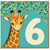 na 6th Birthday Card, Giraffe Card